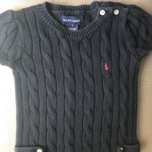 RALPH LAUREN, navy cable knit sweater dress